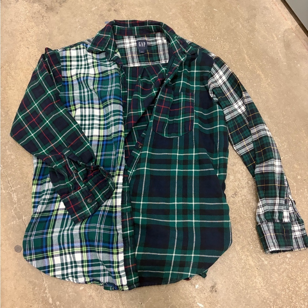 GAP flannel cotton mixed media Multicolor Plaid Button Down Shirt